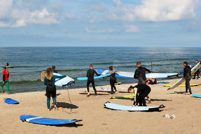 Surfboarding school, baltic sea