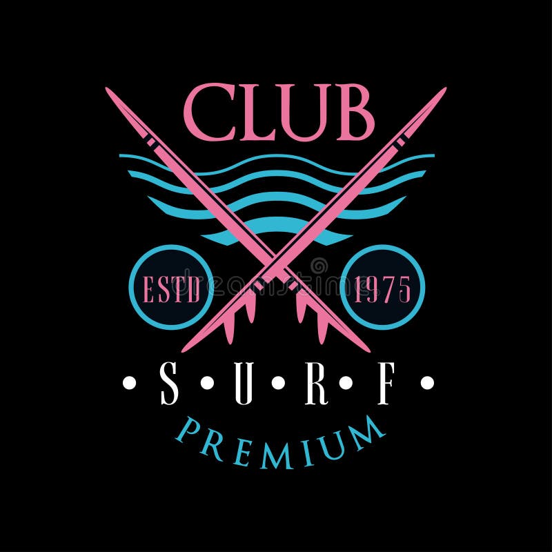 Surfe o estd superior 1975 do logotipo do clube, elemento do projeto pode ser usado surfando o clube, loja, cópia da camisa de t, ilustração royalty free Surfe o estd superior 1975 do logotipo do clube, elemento do projeto pode ser usado surfando o clube, loja, cópia da camisa de t, ilustração royalty free