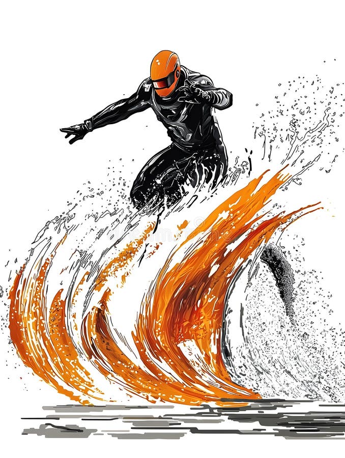 Surfen auf einer Brandwelle stock abbildung