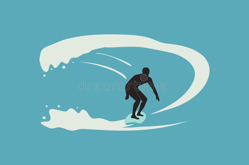 Surfer balancing surfboard on ocean big wave royalty free illustration