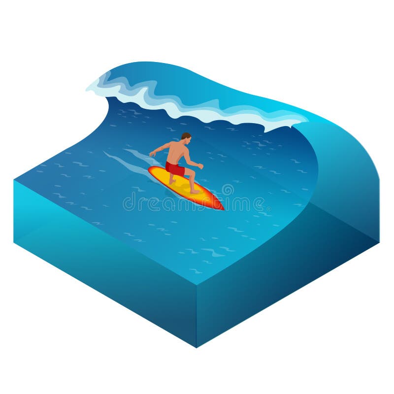 Surfer on Blue Ocean Wave in the Tube Getting Barreled royalty free illustration