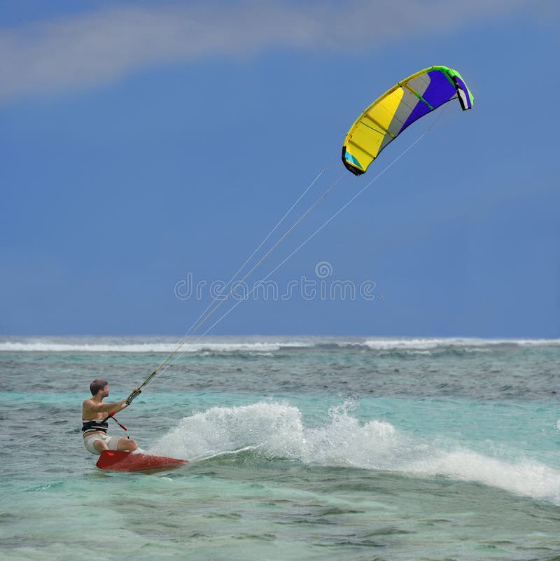 Surfer. Speed, splashes, colorful kite stock images Surfer. Speed, splashes, colorful kite stock images