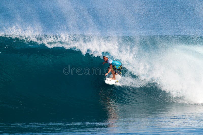 Surfer Dusty Payne Surfing in the Pipeline Masters royalty free stock image Surfer Dusty Payne Surfing in the Pipeline Masters royalty free stock image