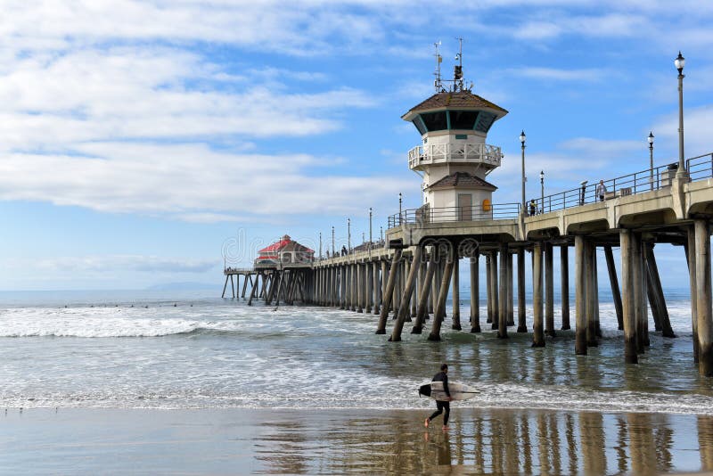 Surfer Pier Jump Mid-Air Ocean Editorial Stock Image - Image of colors ...