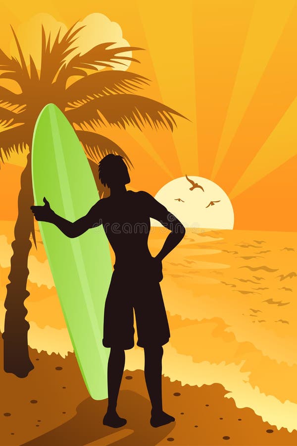 Surfer in the ocean vector illustration