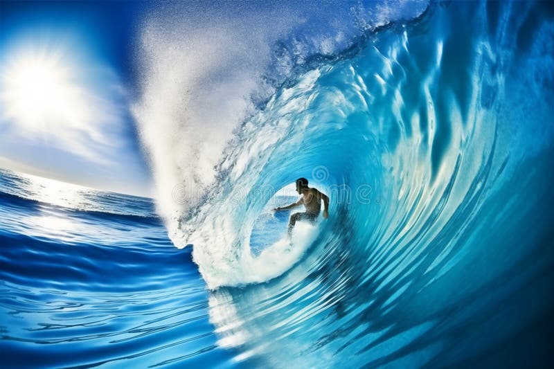 Surfer on the ocean wave. generative AI royalty free illustration