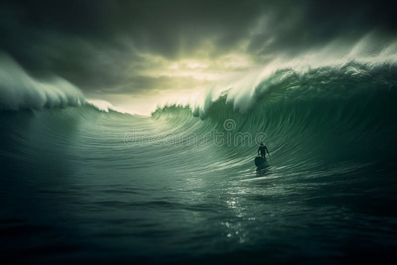 Surfer on the ocean wave. generative AI royalty free illustration