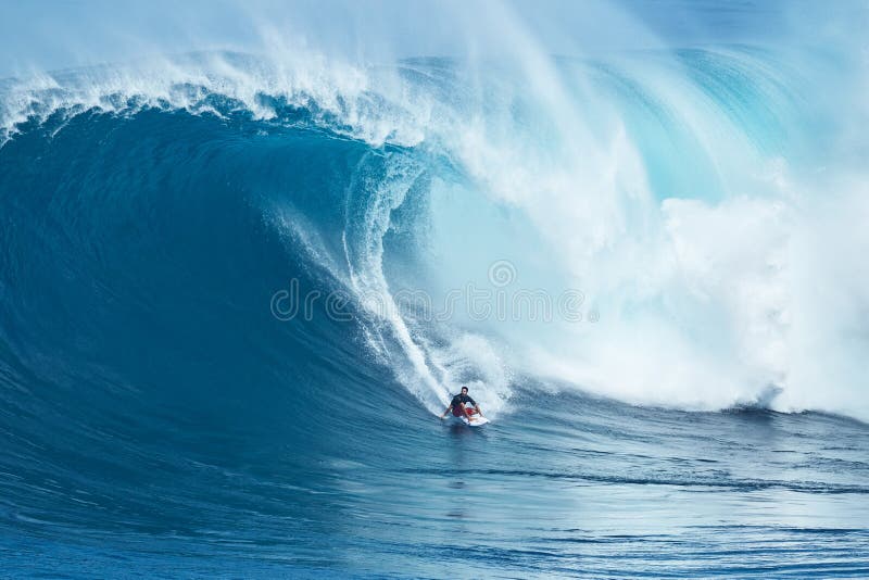 Surfer Rides GIant Wave at Jaws