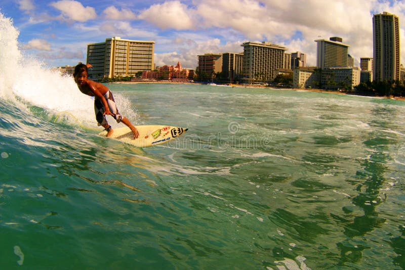 Man Surfing at Waikiki Beach, Honolulu Hawaii Editorial Image Image