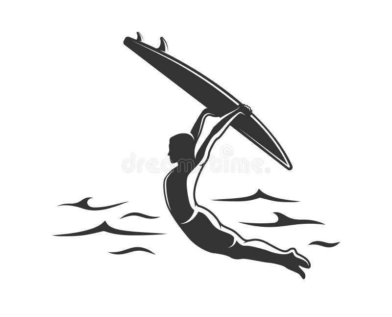 Surfboard Silhouette Isolated on White Background Stock Vector ...