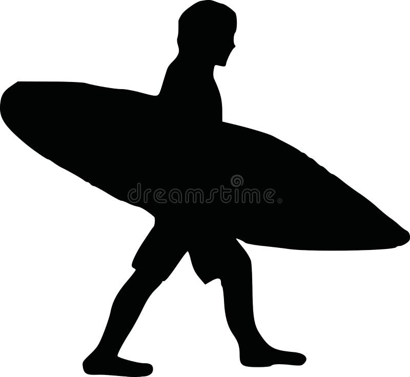 Surfer Walking with His Board Stock Vector - Illustration of pictogram ...