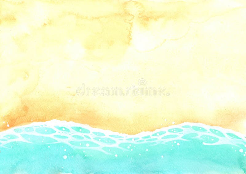 Surfez sur la vue de dessus au fond aquarelle oceanfront beach. photos libres de droits