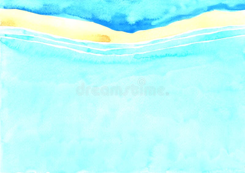 Surfez sur la vue de dessus au fond de peinture de main beach oceanfront d'aquarelle illustration de vecteur