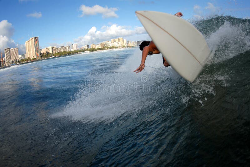 Surfing backside off the lip