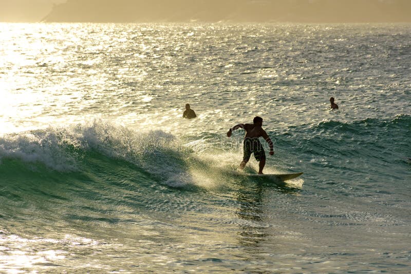Surfing Boy at Arpoador Beach in Rio De Janeiro Editorial Photo Image