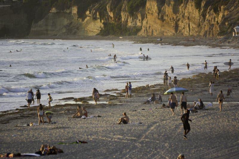 Surfing at Pacific Beach in San Diego,CA. Editorial Stock Photo Image