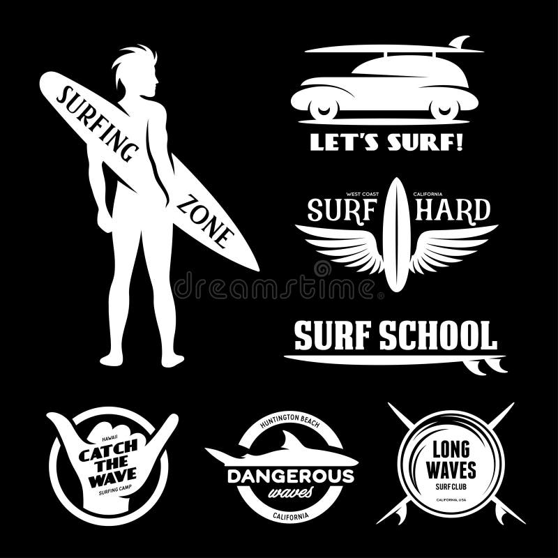 Set of Surfing Quotes. Hand Drawn Lettering Stock Vector - Illustration ...