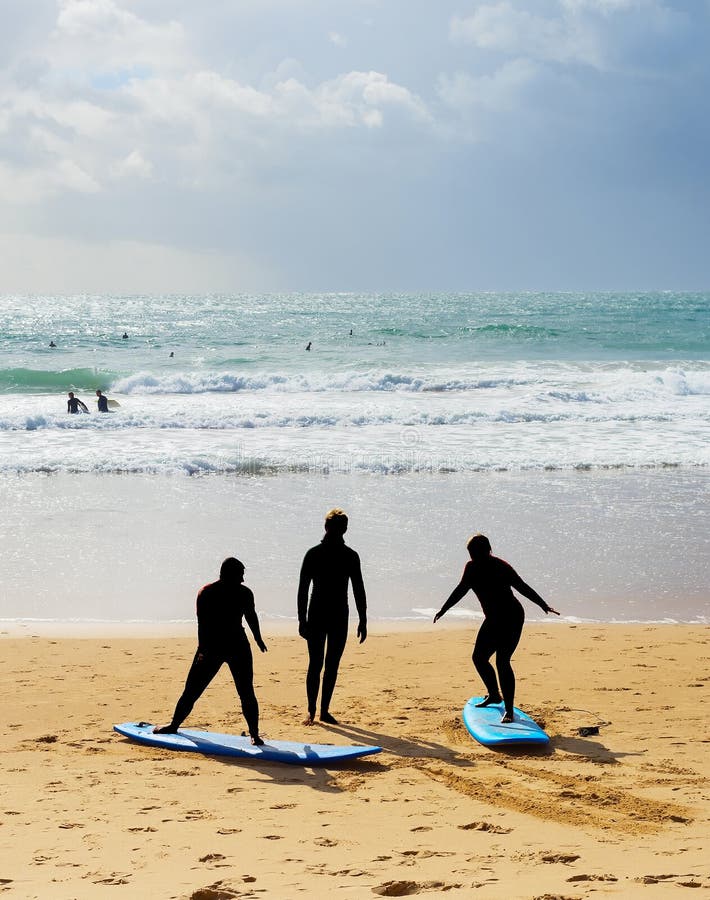 Surfing School Lessons Beach Portugal Editorial Photo Image of