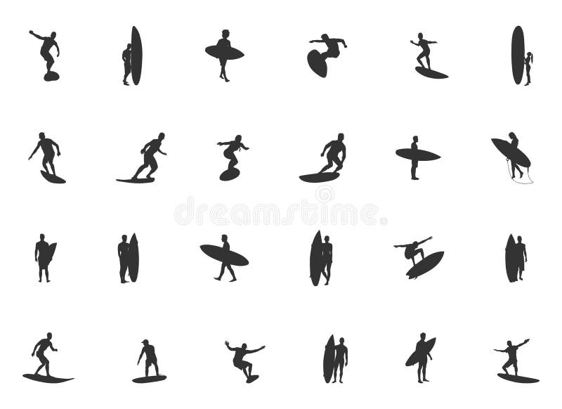 Surfing Silhouette, Surfer Silhouette, Surf Silhouette, Surfing Vector, Surfer Svg, Women Surfing Silhouette, Surfboarding Vector