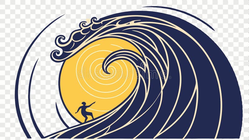 Surfing wave silhouette Surfer and ocean wave action vector design Generative AI libre illustration