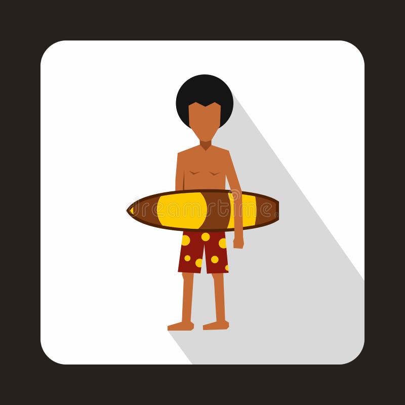 Surfingowiec z surfboard ikoną, mieszkanie styl ilustracji Surfingowiec z surfboard ikoną, mieszkanie styl ilustracji