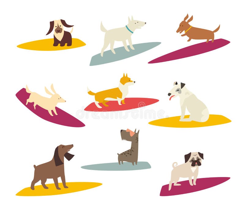 Surfingowowie są prześladowanym, wektorowe kreskówek ilustracje ilustracji
