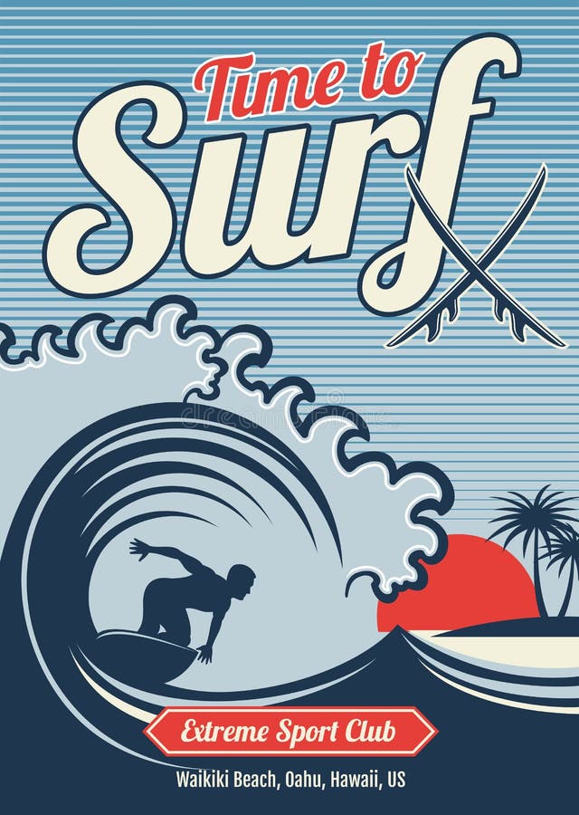 Surfingu Hawaii wektorowej koszulki rocznika wektorowy projekt ilustracji Surfingu Hawaii wektorowej koszulki rocznika wektorowy projekt ilustracji