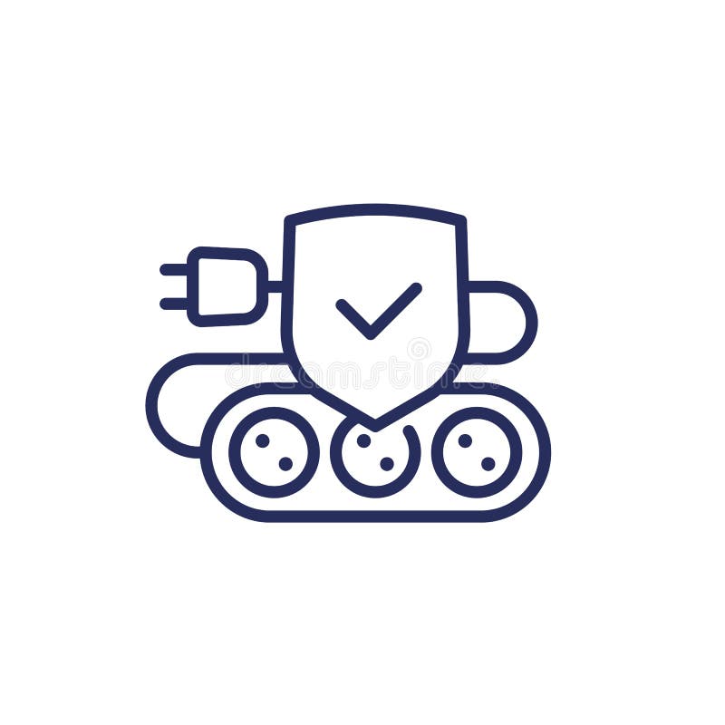 Surge Protector Line Icon, Power Strip Vector Stock Vector