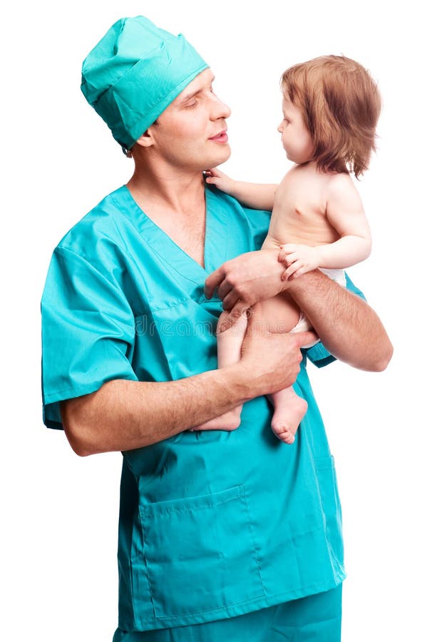 Surgeon with a baby