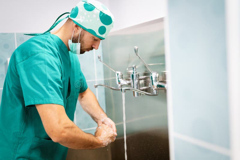 Surgeon Washing Hands To Operation Using Correct Technique for