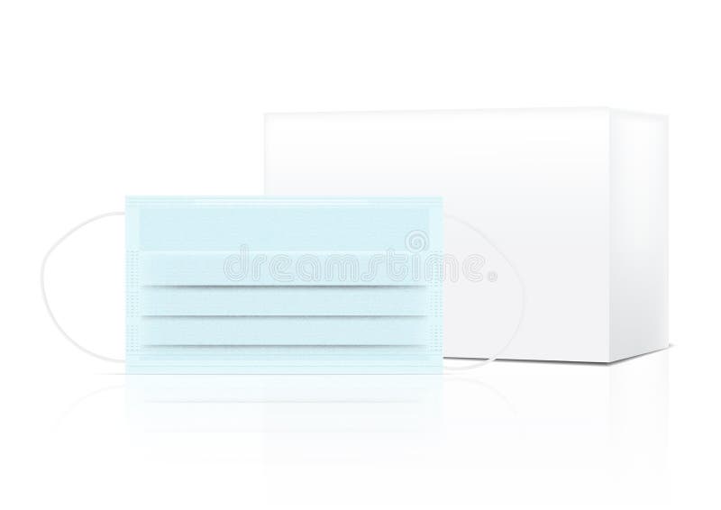 Surgical mask and Virus Protection withe box isolated on white background. Safety Breathing,  Health Care and Medical Concept