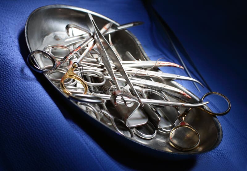 Surgical Tools after a Surgical Operation in a Beautiful Light B Stock