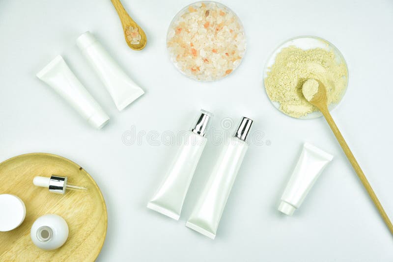 Surowy materiał i kosmetyka piękna produkt pakuje, Naturalny organicznie składnik zdjęcia royalty free Surowy materiał i kosmetyka piękna produkt pakuje, Naturalny organicznie składnik zdjęcia royalty free