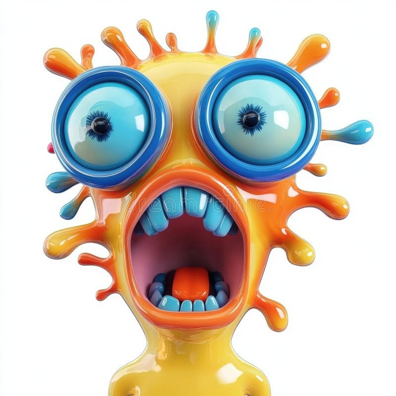 Surprenant Monstre de Blob Coloré avec de grands yeux hurlant illustration de vecteur