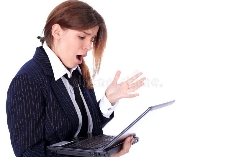 Surprise - business woman with laptop