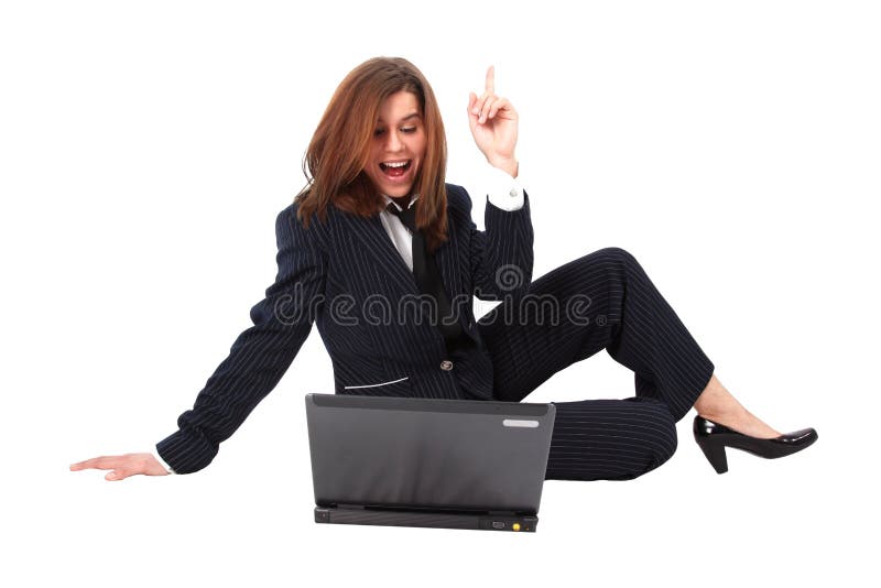 Surprise - business woman with laptop