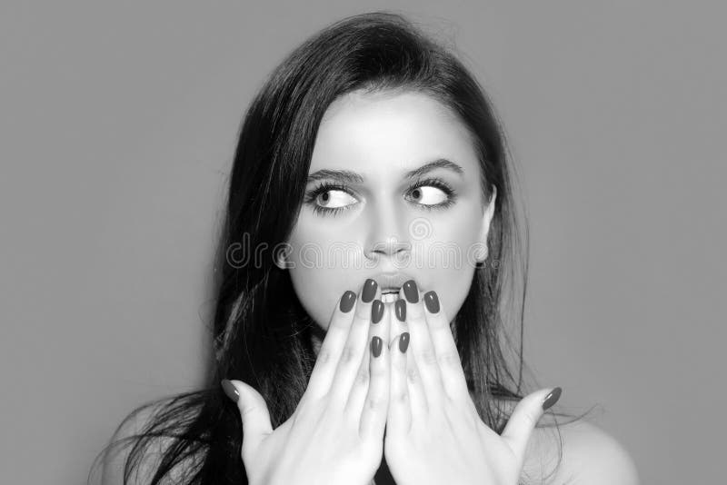 Surprise Emotions Portrait Of Surprised Woman Girl Cover Open Mouth People Reactions And