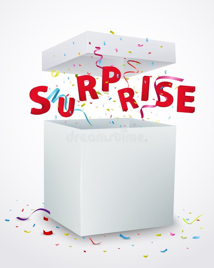Surprise Message Box with Confetti Stock Vector Illustration of