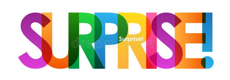 SURPRISE! colorful overlapping letters vector banner