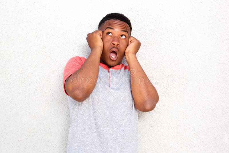 Surprised african american young man with mouth open royalty free stock image Surprised african american young man with mouth open royalty free stock image