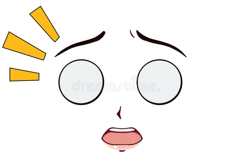 Scared Anime Face Manga Style Funny Eyes Little Nose And Kawaii Mouth Stock  Illustration - Download Image Now - iStock