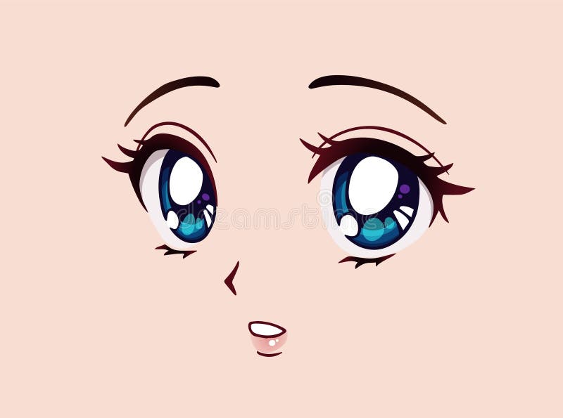 Scared Anime Face Manga Style Funny Stock Vector (Royalty Free