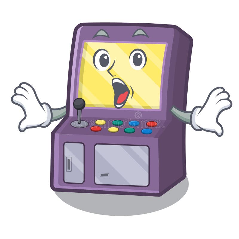 Surprised Arcade Machine Next To Mascot Table Stock Vector ...