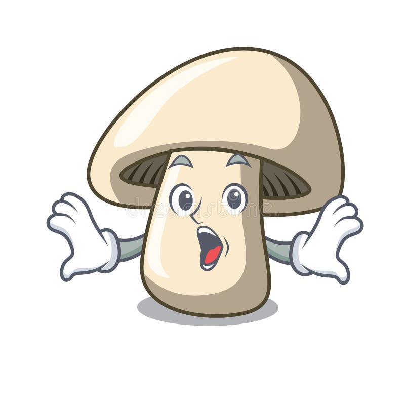 Surprised champignon mushroom mascot cartoon royalty free illustration