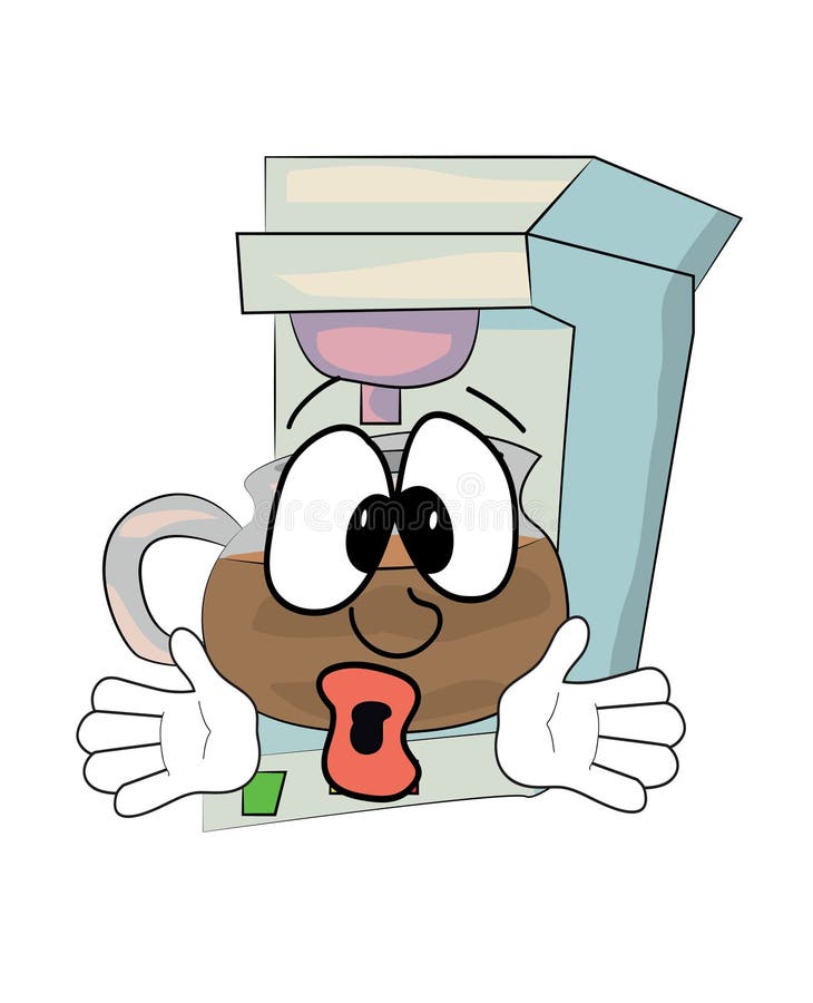 Sad Coffee maker cartoon stock illustration. Illustration of maker