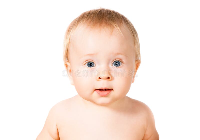 Surprised cute infant baby isolated on white royalty free stock photography Surprised cute infant baby isolated on white royalty free stock photography