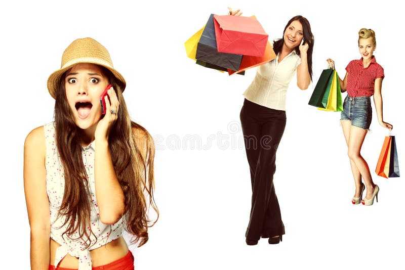 Surprised Girl Talking on Mobile Phone Stock Photo - Image of number ...