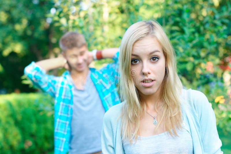 Surprised Girl with Her Boyfriend Stock Image Image of betrayal