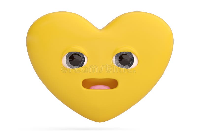 Surprised Heart Emoticon With Heart Emoji3d Illustration Stock