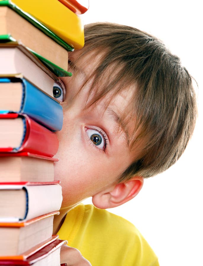 Surprised Kid behind the Books